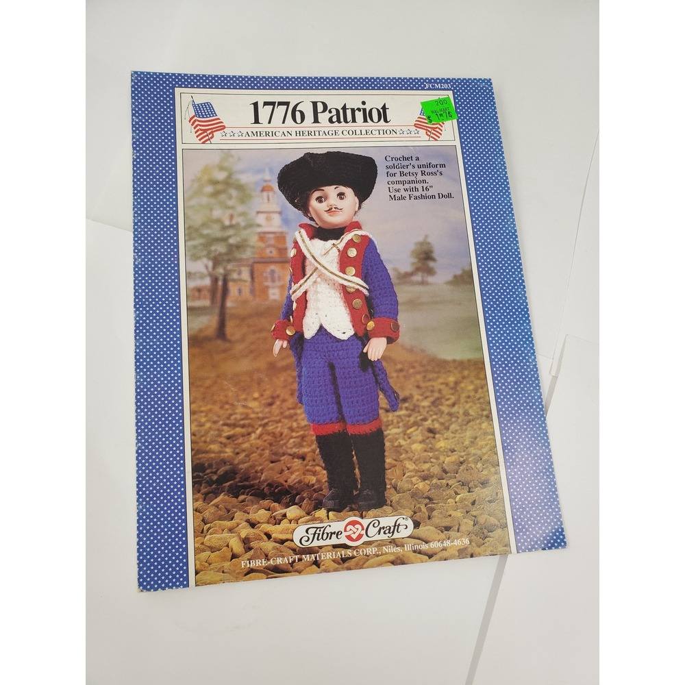 Vintage Fibre-Craft 1776 Patriot Crochet Pattern 16in Male Fashion Doll FCM203